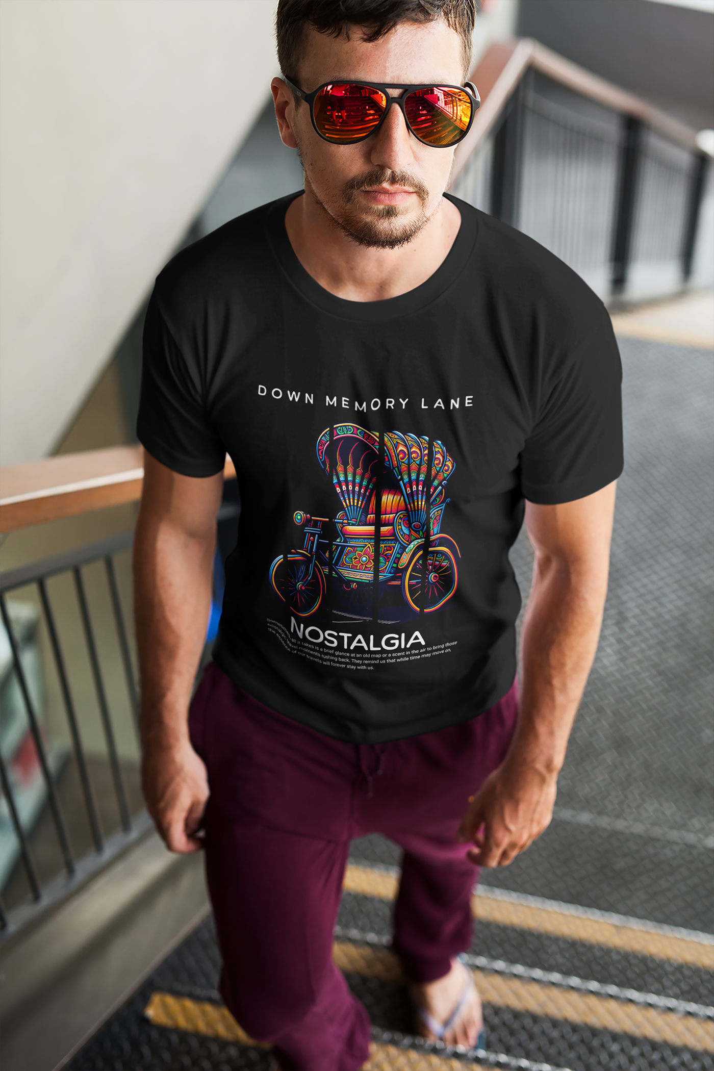 Male Nostalgic Rickshaw T-Shirt
