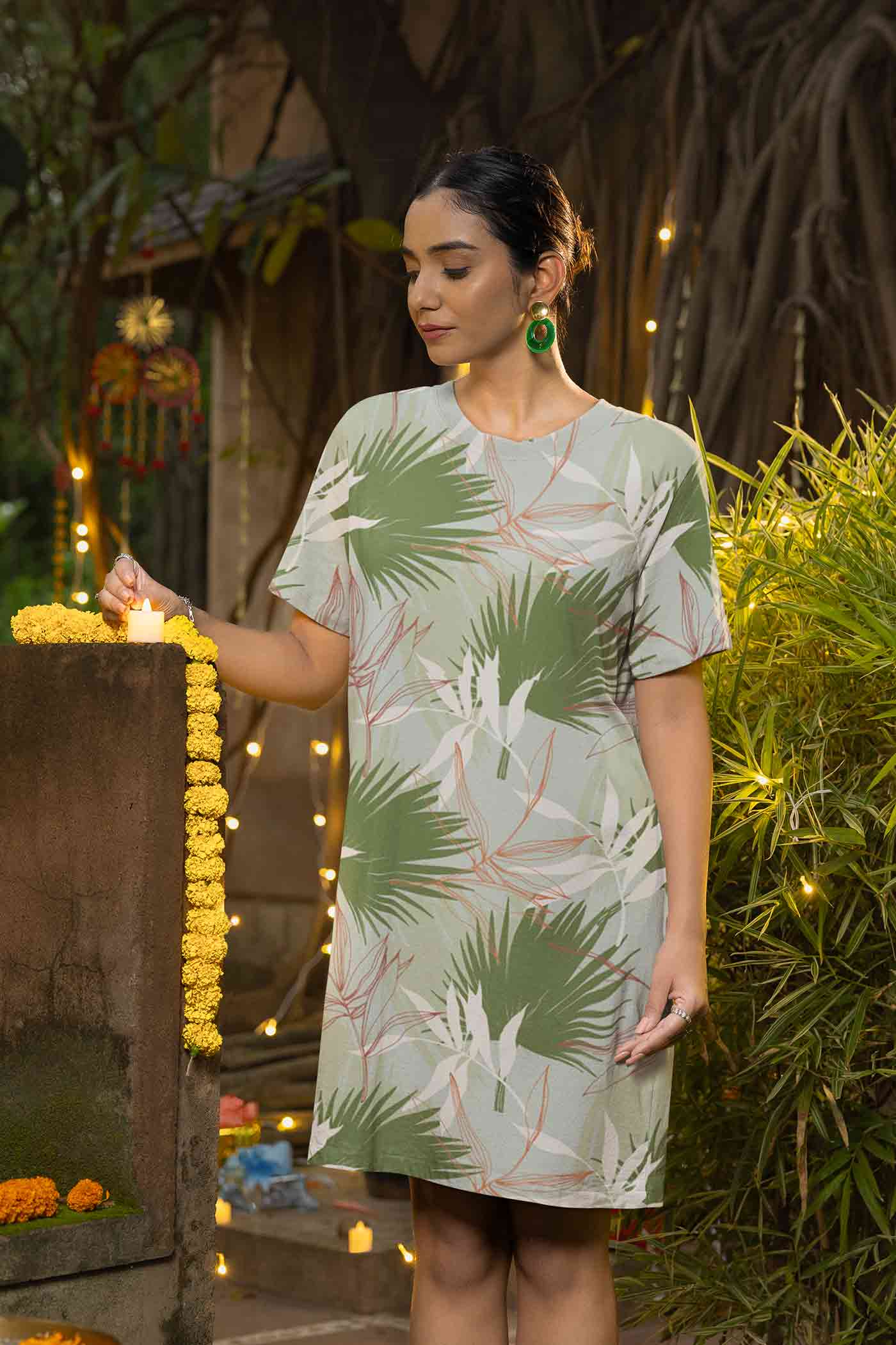 Tropical  Women tshirt Dress printed