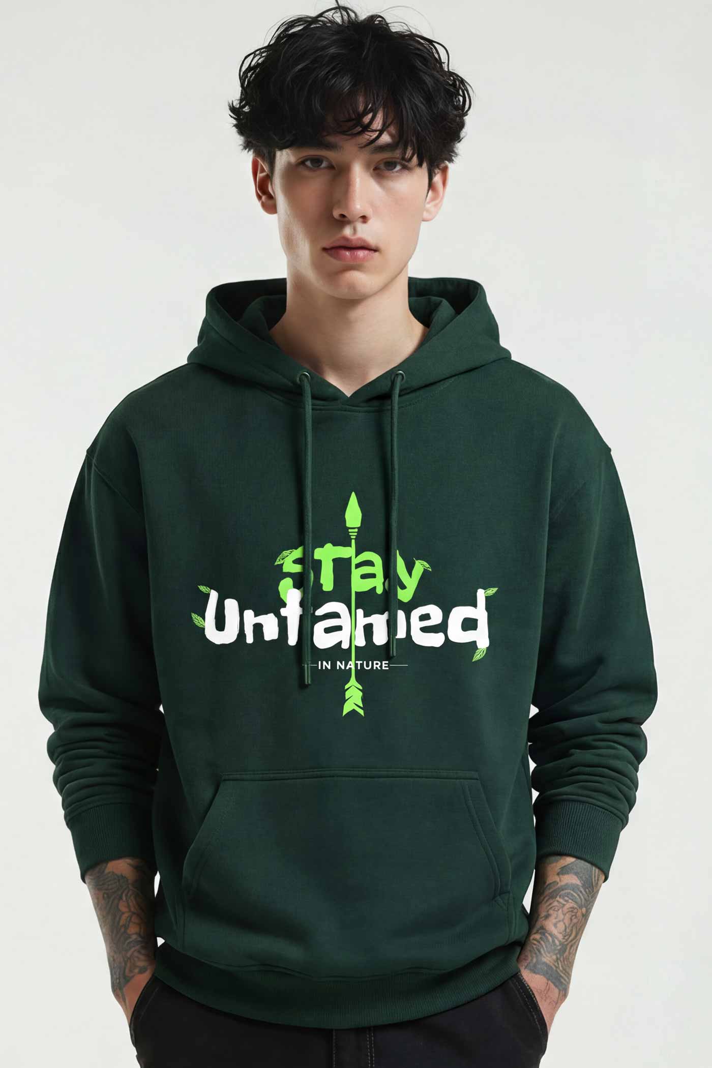 Untamed Unisex Hoodie Bottle Green